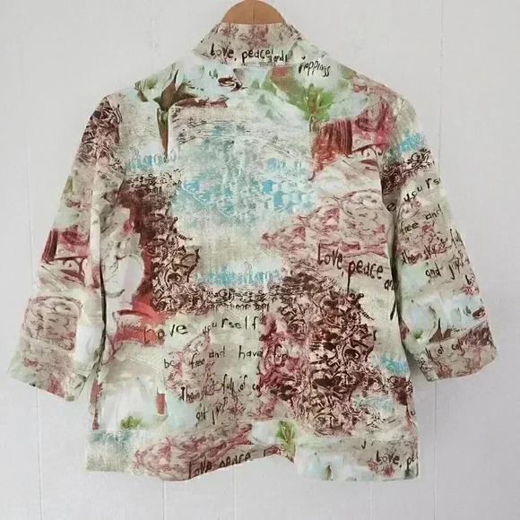 Additions by Chico's Full Zip Patterned Mock Neck Jacket Women's Size 1 Or M - Picture 3 of 9